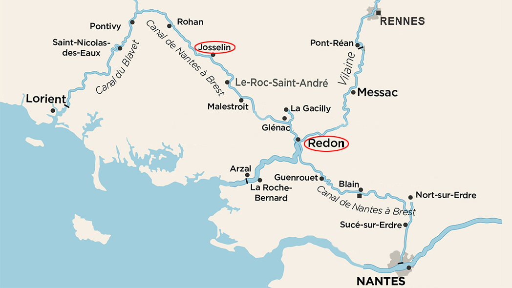 French hotel barge Nymphea - Loire Valley cruise itinerary map