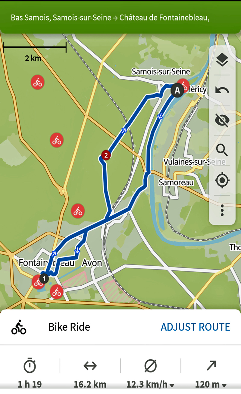 Aurora Bike Barge Tour map Day 1