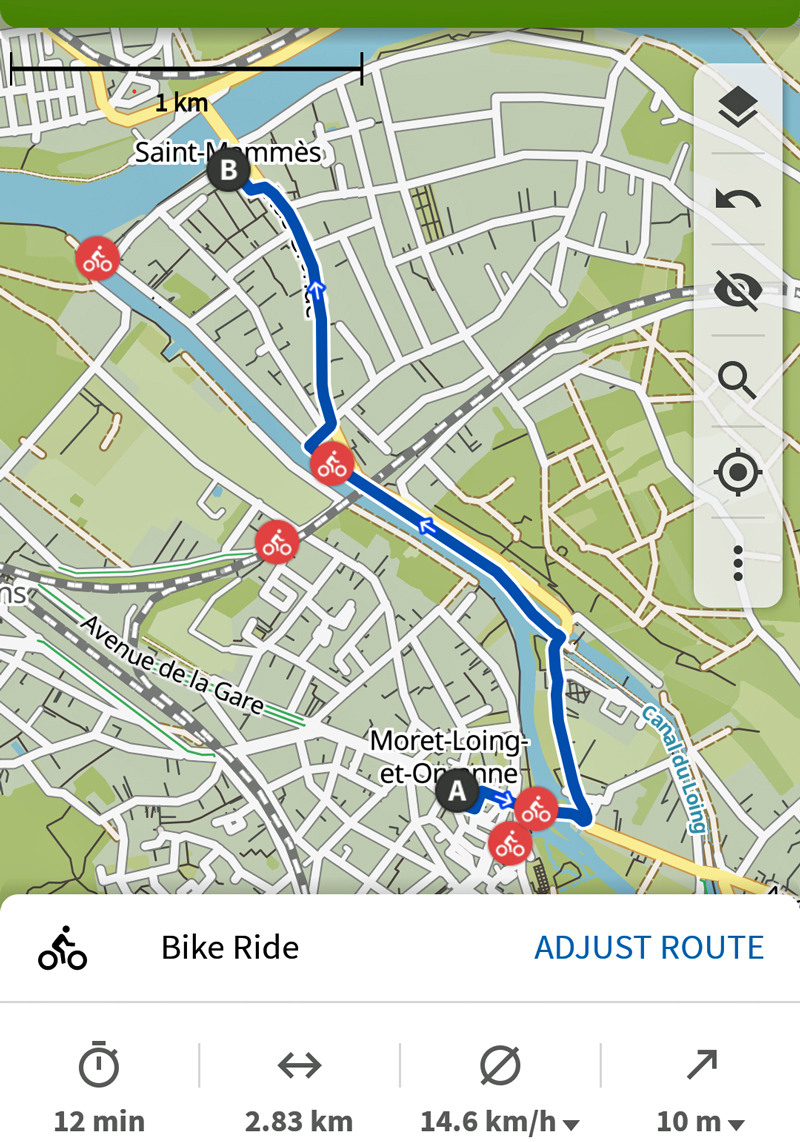 Aurora Bike Barge Tour map Day 2