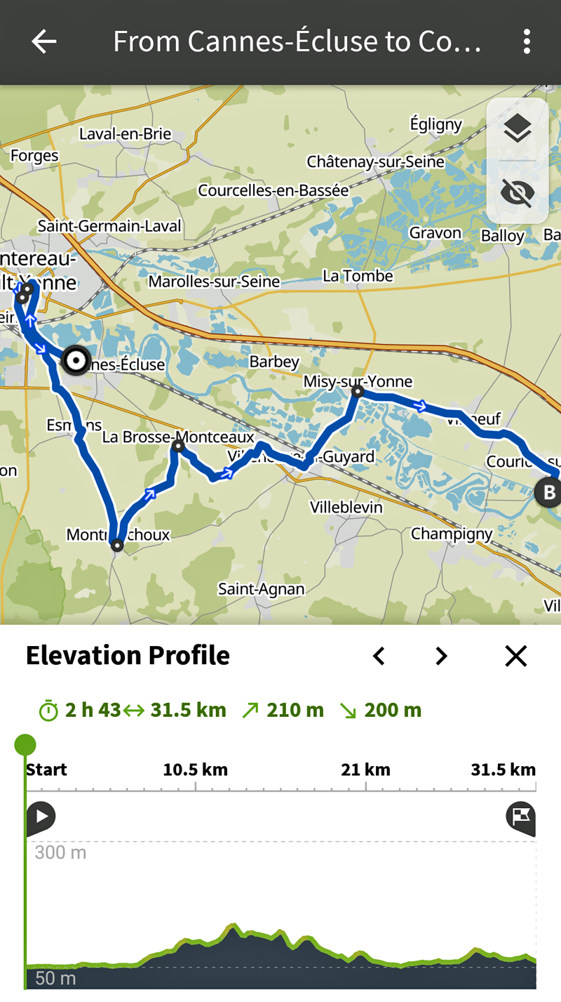 Aurora Bike Barge Tour map Day 3