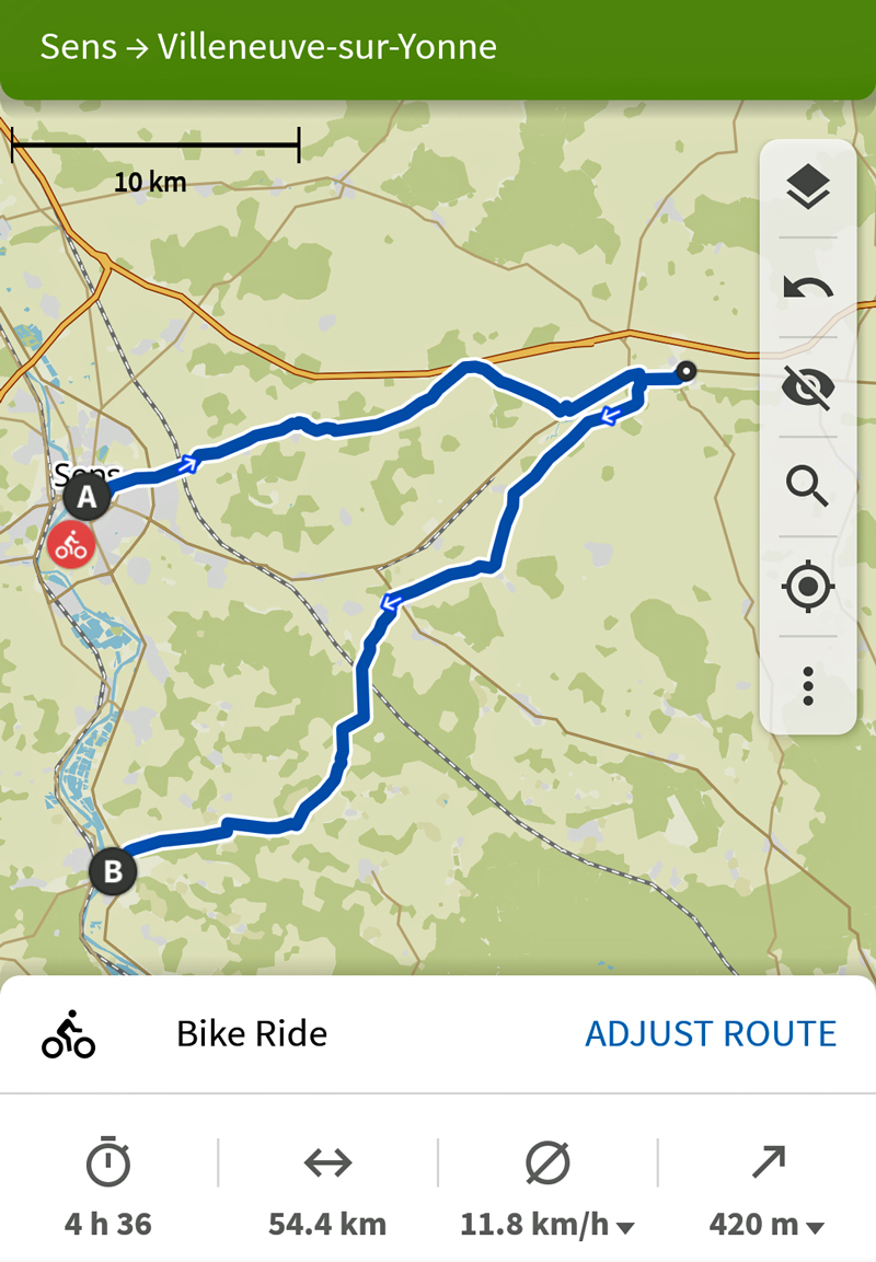 Aurora Bike Barge Tour map Day 5