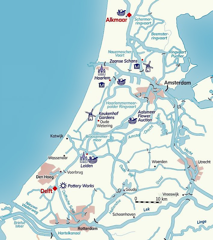 Hotel Barge Panache - Holland itinerary map