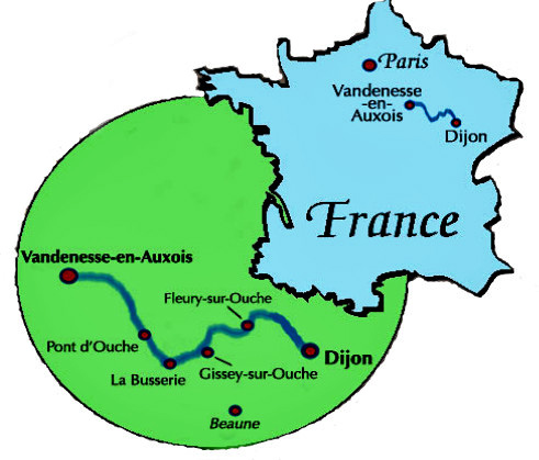 French hotel barge Prosperite - itinerary map