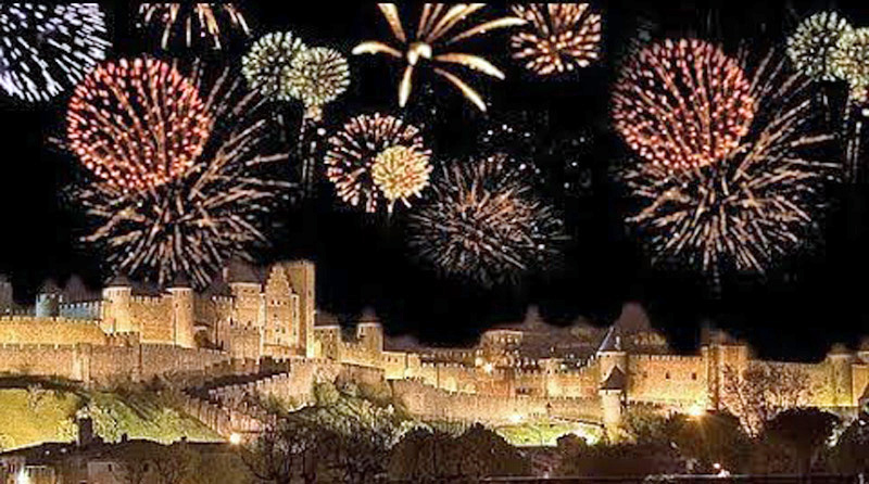 Bastille Day Fireworks Celebration in Carcassonne, France