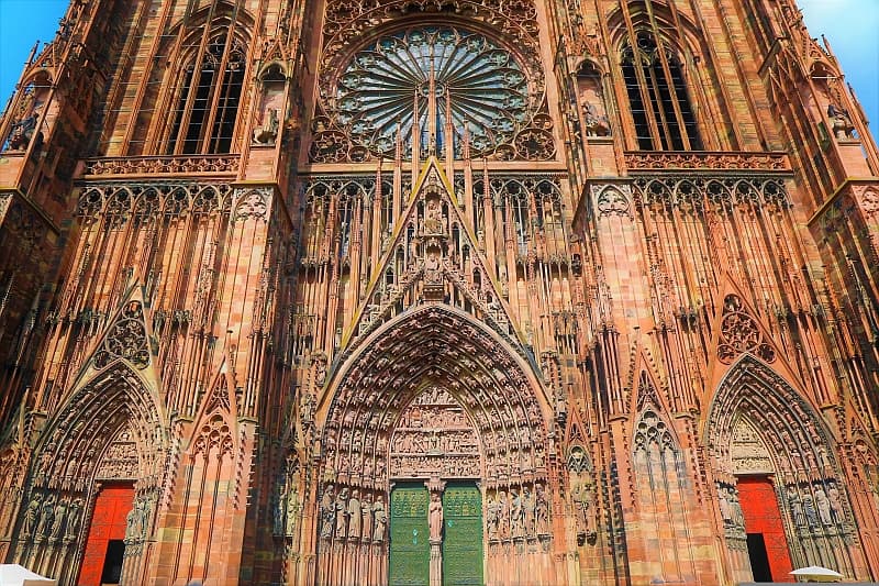 French Hotel Barge Cruises in Alsace-Lorraine France. Strasbourg Cathedral at night