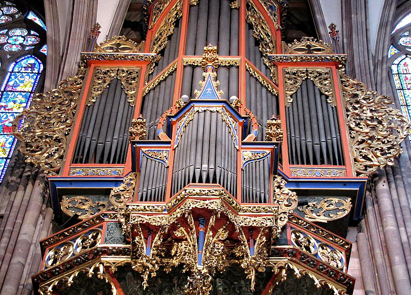 French Hotel Barge Cruises in Alsace-Lorraine France. Strasbourg Cathedral pipe organ