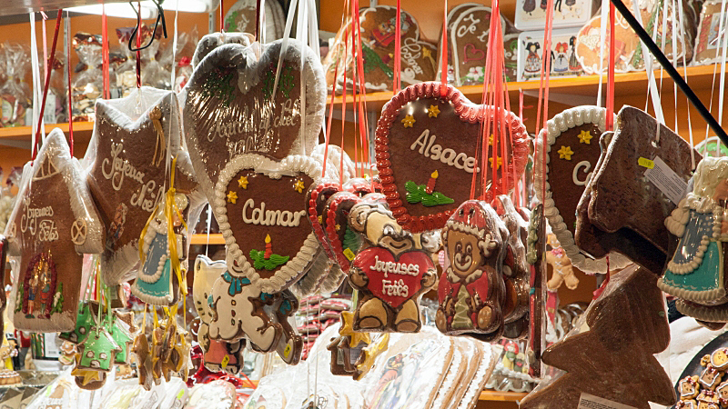 Market stall gingerbread - Christmas Market barge cruise in Alsace-Lorraine France French Hotel Barge Cruises in Alsace-Lorraine France. Christmas Market Alsace France