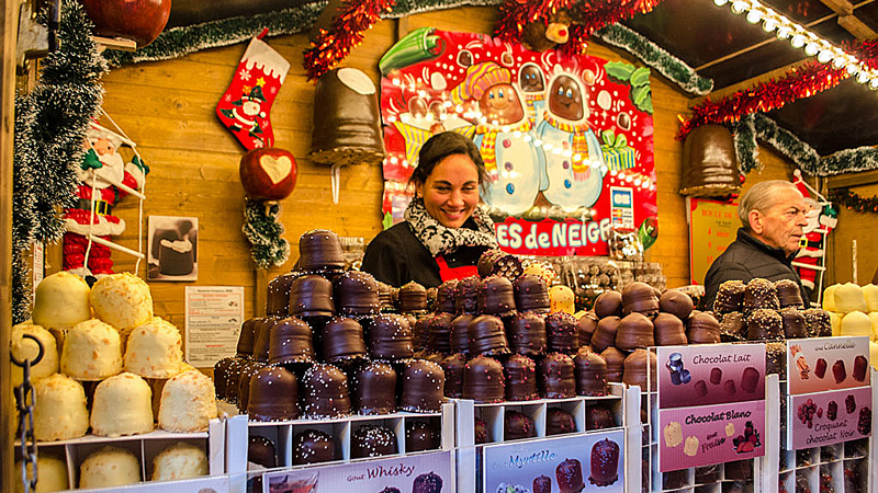 Strasbourg market stall - Christmas Market barge cruise in Alsace-Lorraine France French Hotel Barge Cruises in Alsace-Lorraine France. Christmas Market Alsace France