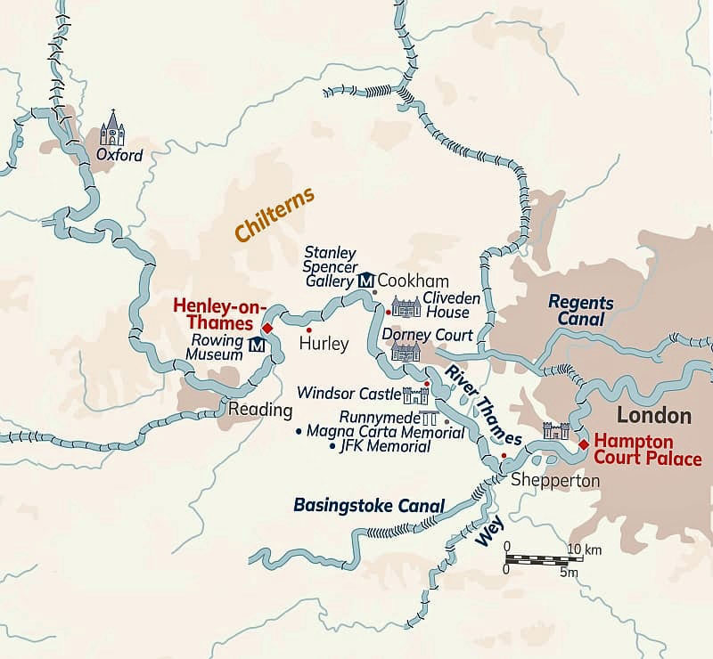 Map for English Hotel Barge Magna Carta