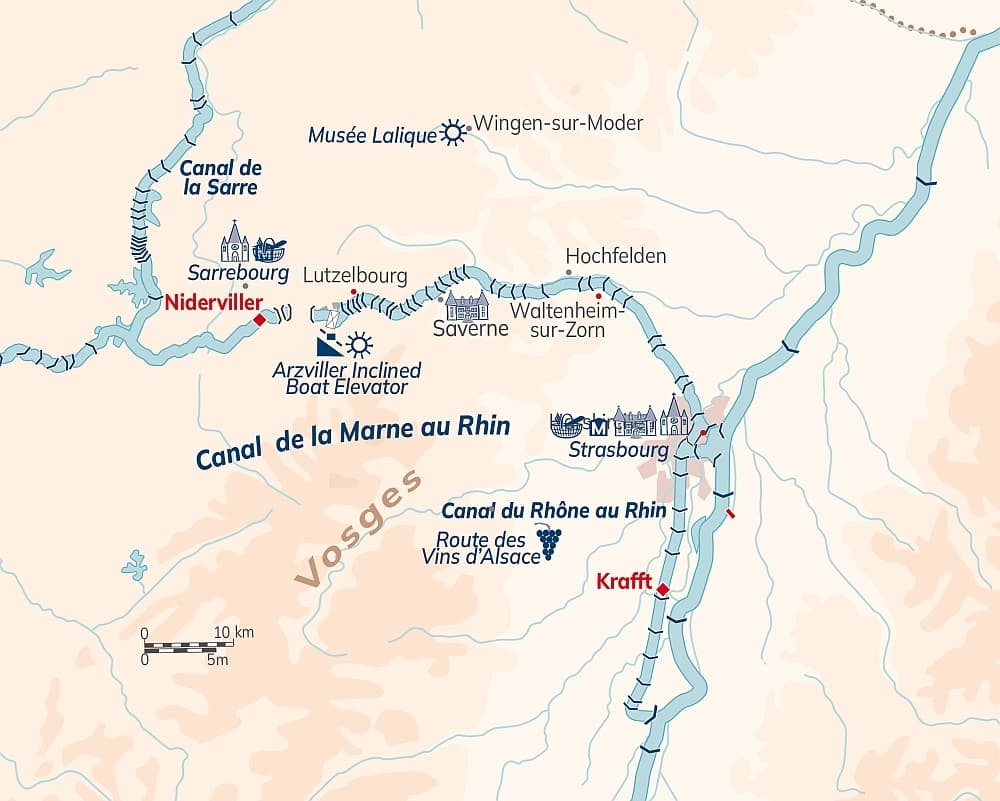 Map - Alsace-Lorraine - Canal de la Marne au Rhin