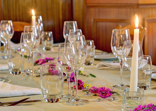 French Hotel Barge Athos - Dining table set for dinner