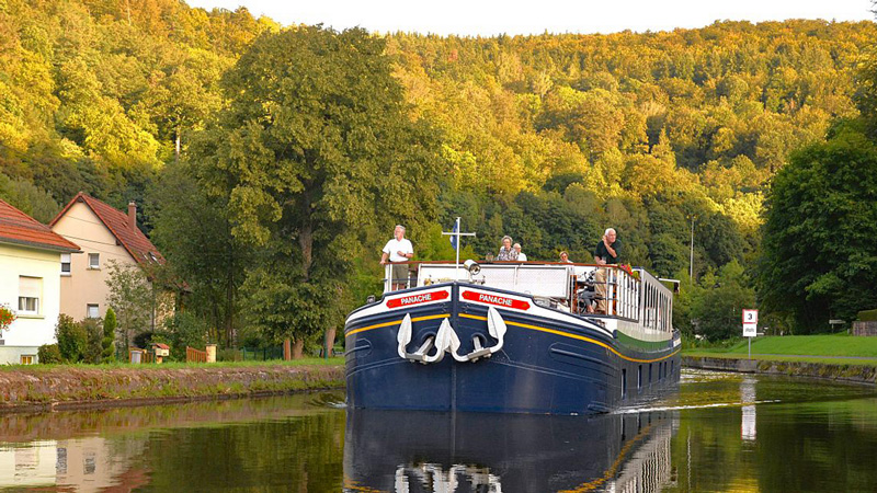 Luxury Hotel Barge Panache cruising in Alsace-Lorraine. Barging in France