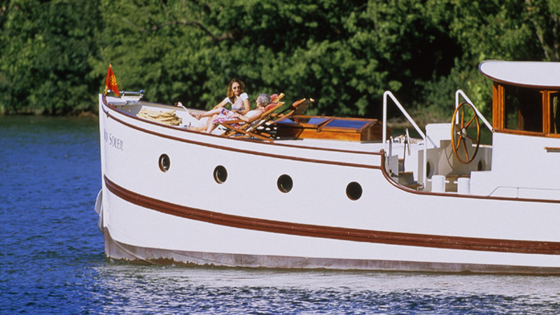 French Hotel Barge Roi Solei - Relaxing on the forward deck while barging in the south of France