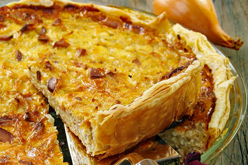 Alsace - Strasbourg cuisine Tarte à L'Oignon. Photo: Alsace Terroir