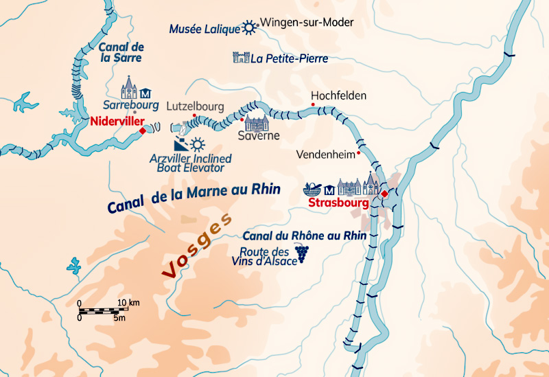 Alsace-Lorraine map of canals.