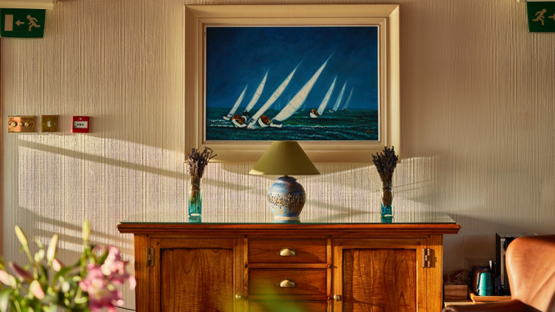 Irish Hotel Barge Shannon Princess has many local paintings on display