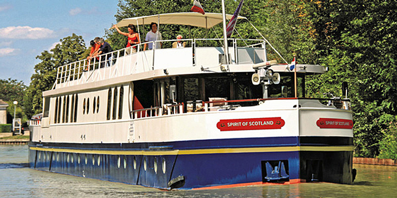 Scottish Hotel Barge Spirit of Scotland is an impressive vessel for up to 12 guests. Barging in Scotland