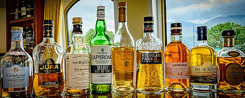 Scottish Hotel Barge Spirit of Scotland has an excellent selection of whiskies for their guests
