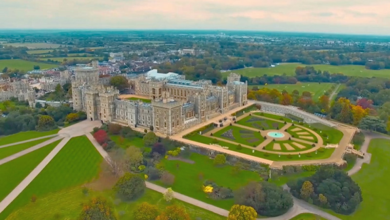 England - Windsor Castle, aerial view. ew video