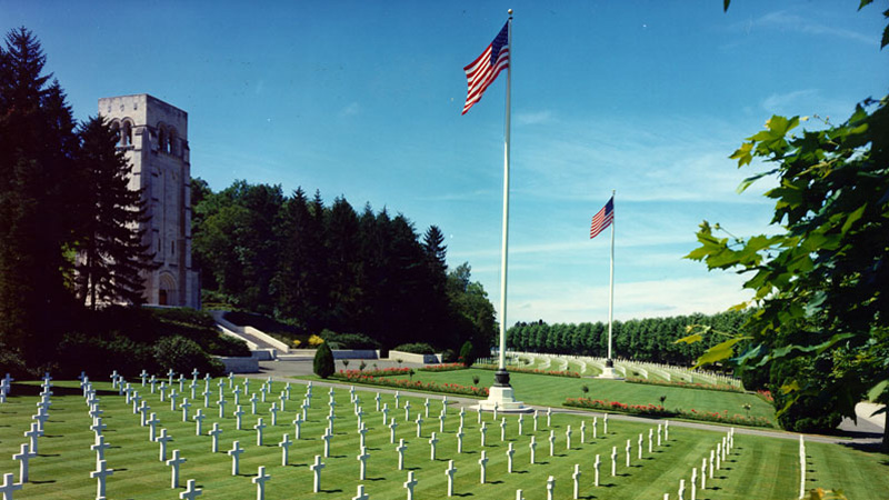 Graves at the Aisne-Marne American Cemetery and Memorial at the foot of Belleau Wood in Northern France. Photo: Wikimedia Commons - ABMC - public domain
