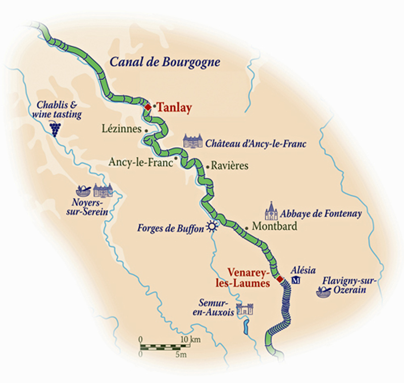 Savoir Vivre's itinerary map for 2026. Burgundy, France